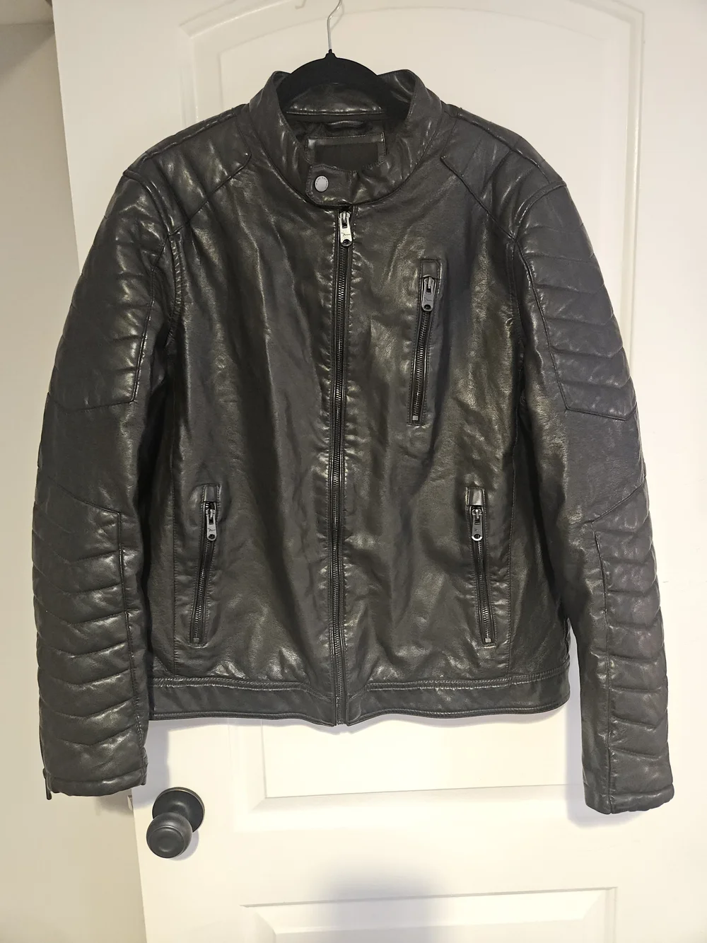 Marc Anthony Black Faux Leather Moto Jacket